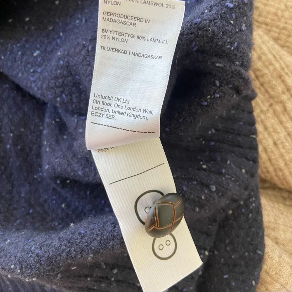 Untuckit Sweater Men’s XL Blue Wool Knit Pullover Cardigan Lambswool Warm Preppy